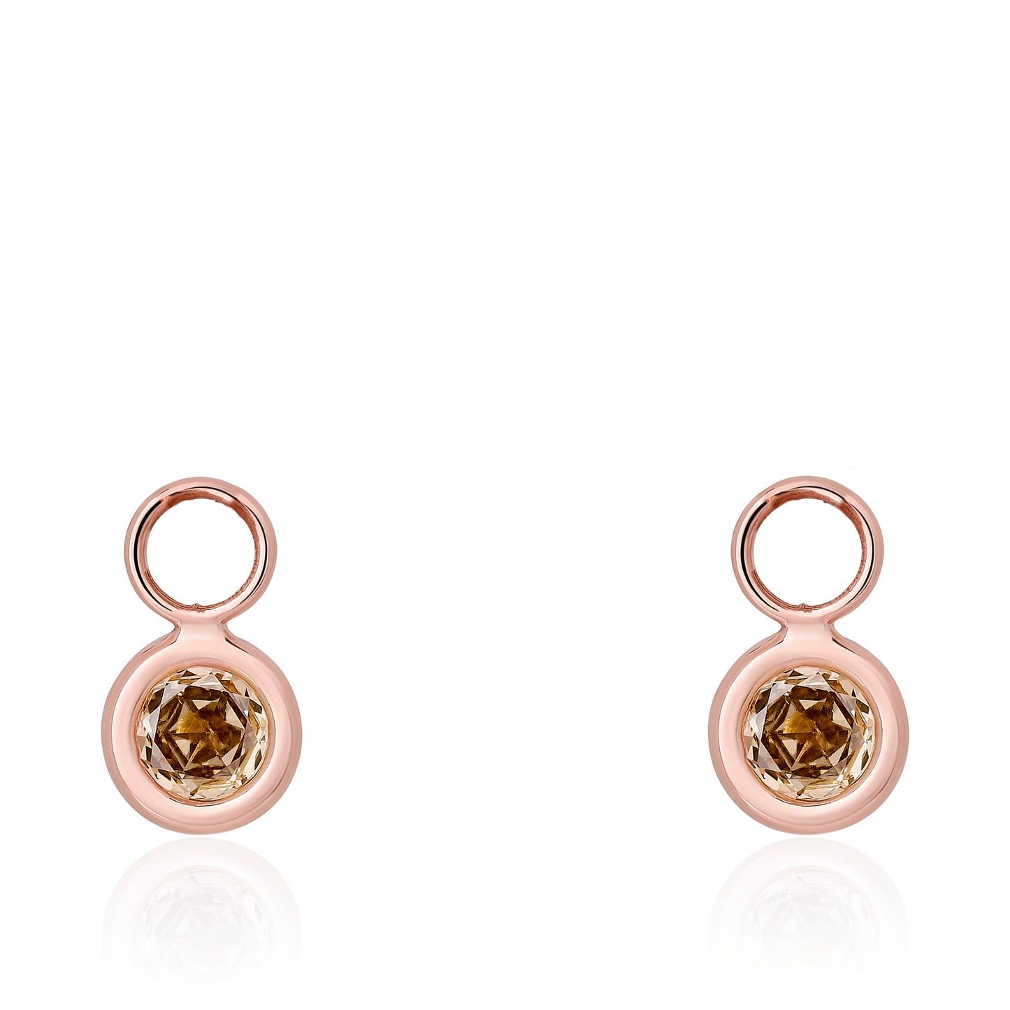 Champagne Rose Cut Diamond Circle Charms