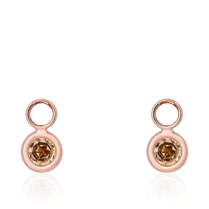 Champagne Rose Cut Diamond Circle Charms