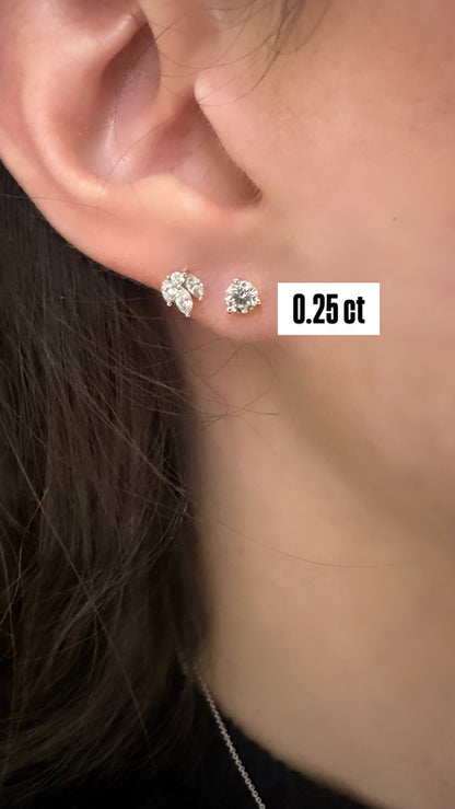 Round Shape Diamond Flat Back Stud Earring