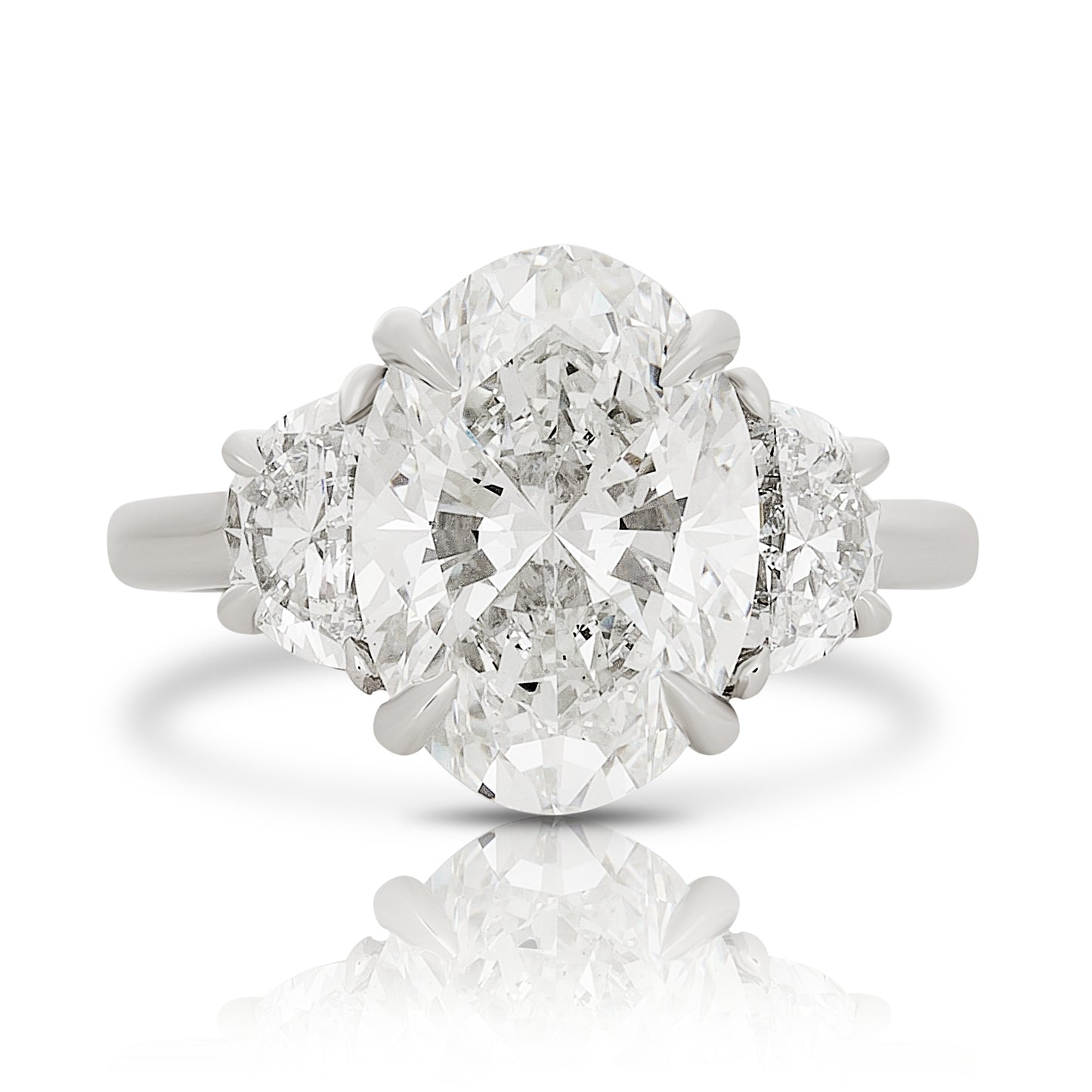 Three Stone Lab Grown Oval Diamond Engagement Ring