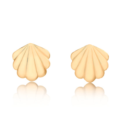Plain All Gold Seashell Stud Earrings