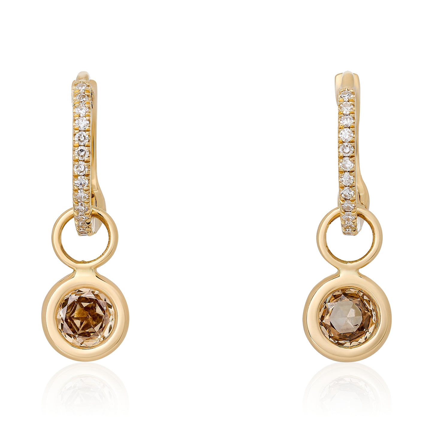 Champagne Rose Cut Diamond Circle Charms