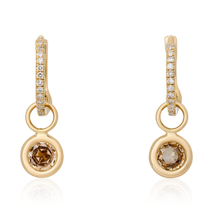 Champagne Rose Cut Diamond Circle Charms