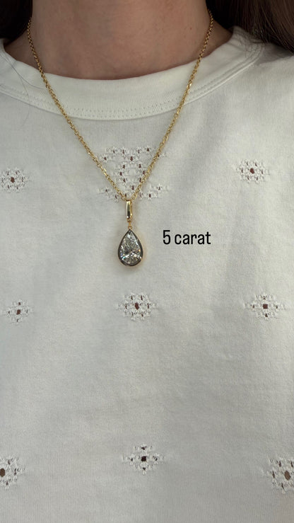 Lab Diamond Pear Shape Button Back Pendant