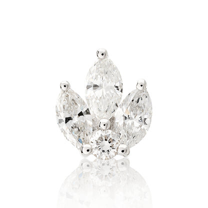 Diamond Leaf Flat Back Stud Earring