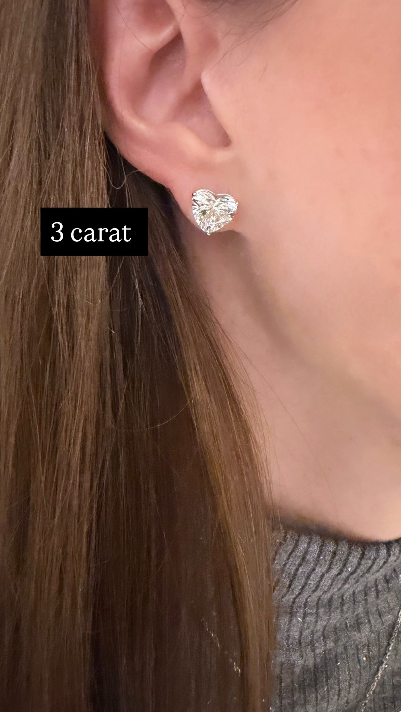 Lab Grown Heart Diamond Stud Earrings