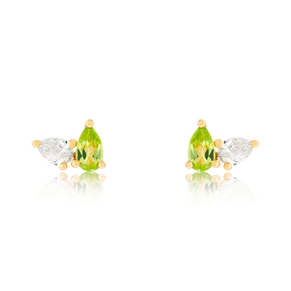 Toi Et Moi Diamond and Peridot Birthstone Stud Earrings