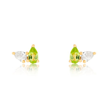 Load image into Gallery viewer, Toi Et Moi Diamond and Peridot Birthstone Stud Earrings