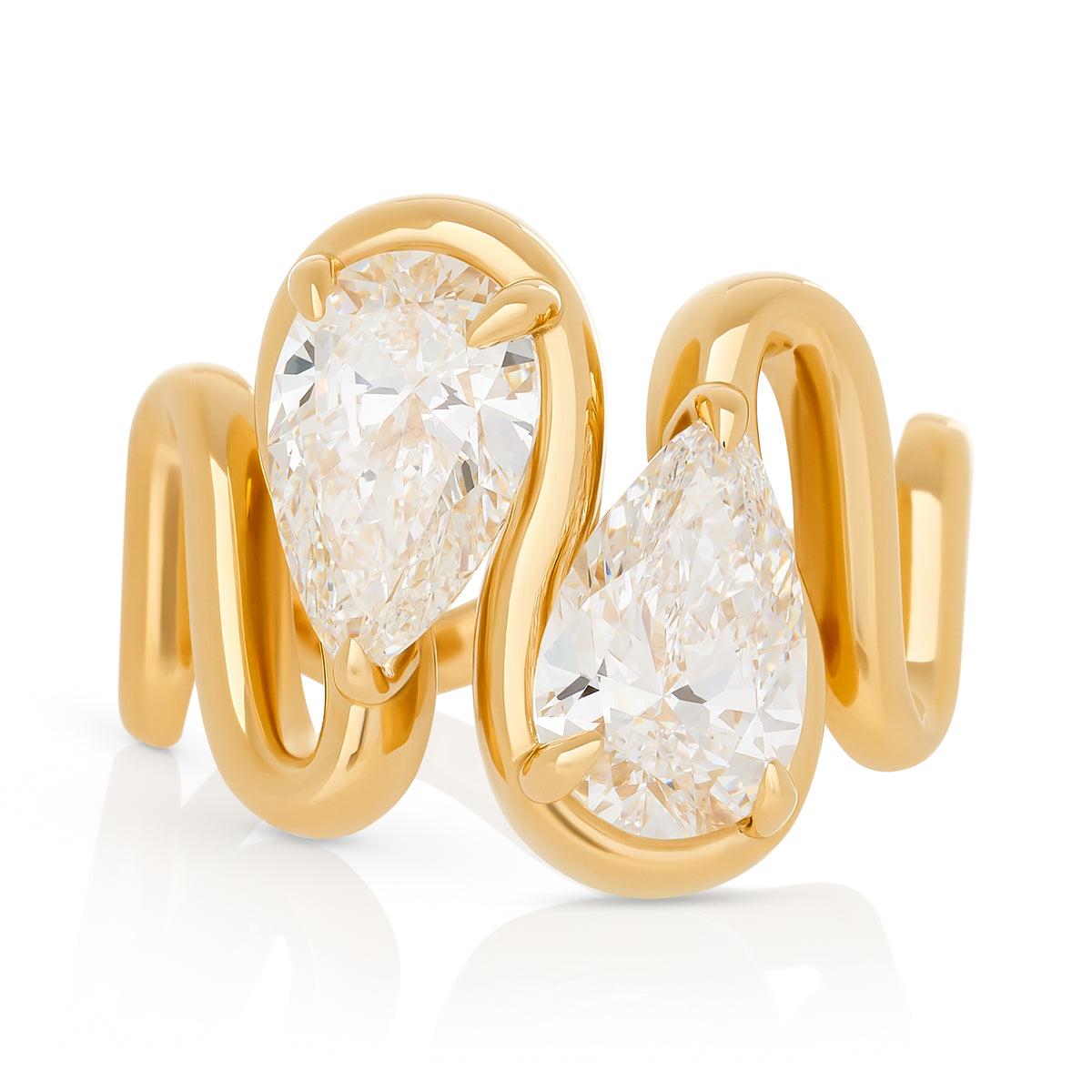 Lab Pear Diamond Wavy Ring