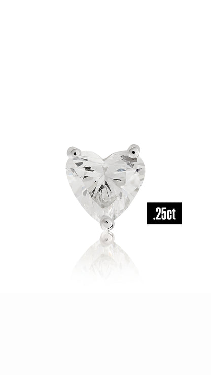 Diamond Flat back Heart Stud Earring