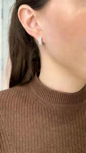 Three Row Diamond Huggie Earrings