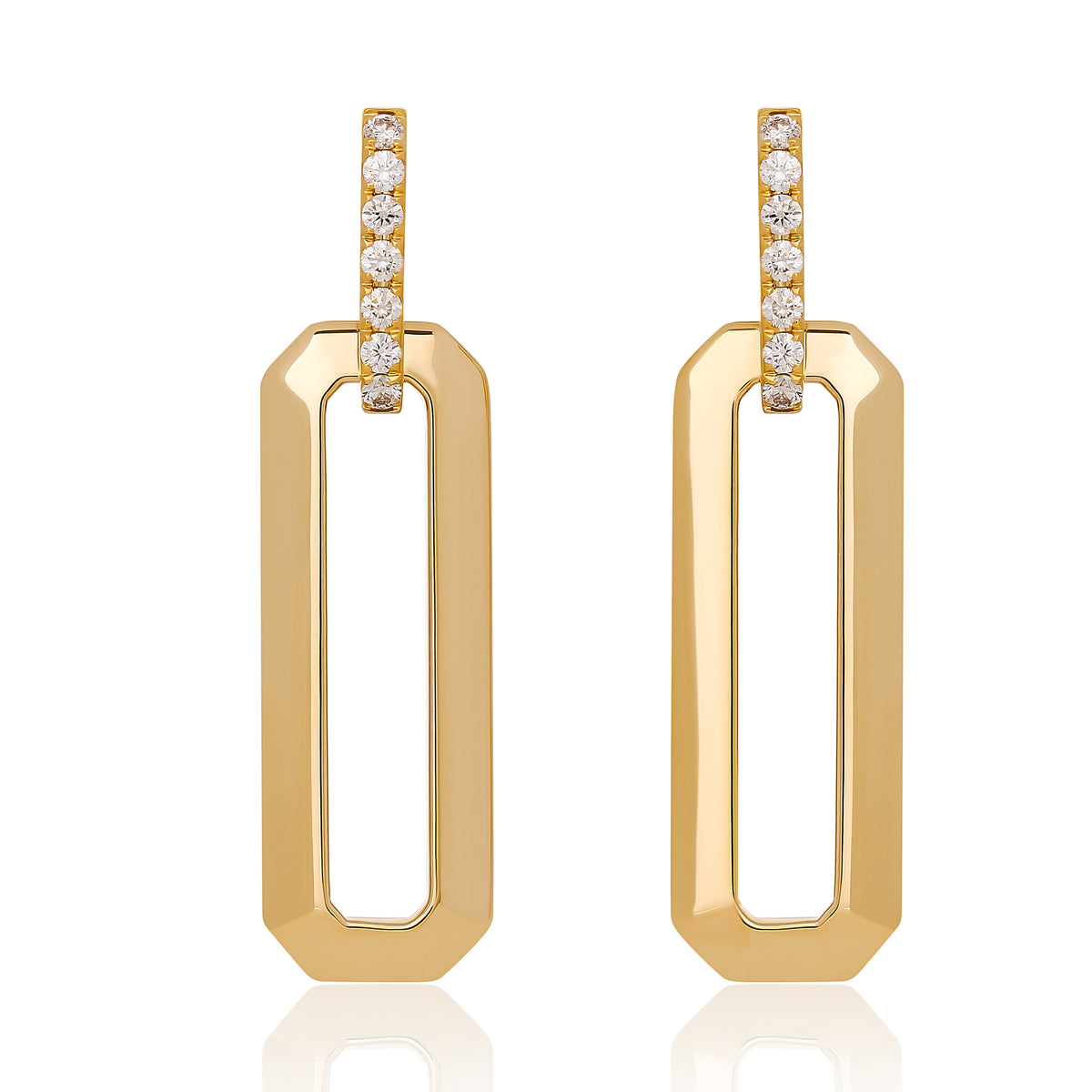 Rectangular Link Diamond Earrings