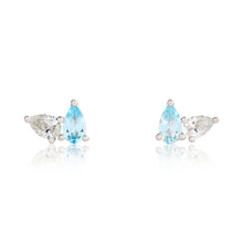 Load image into Gallery viewer, Toi Et Moi Diamond and Aquamarine Birthstone Stud Earrings