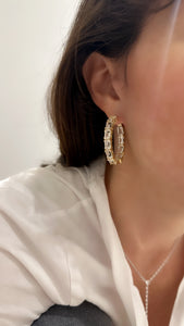 Emerald Cut White Topaz Hoop Earrings - Two