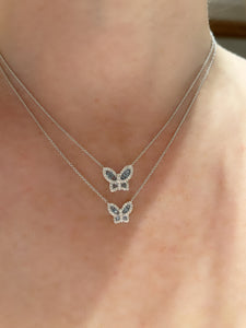 Petite Aquamarine and Diamond Butterfly Pendant
