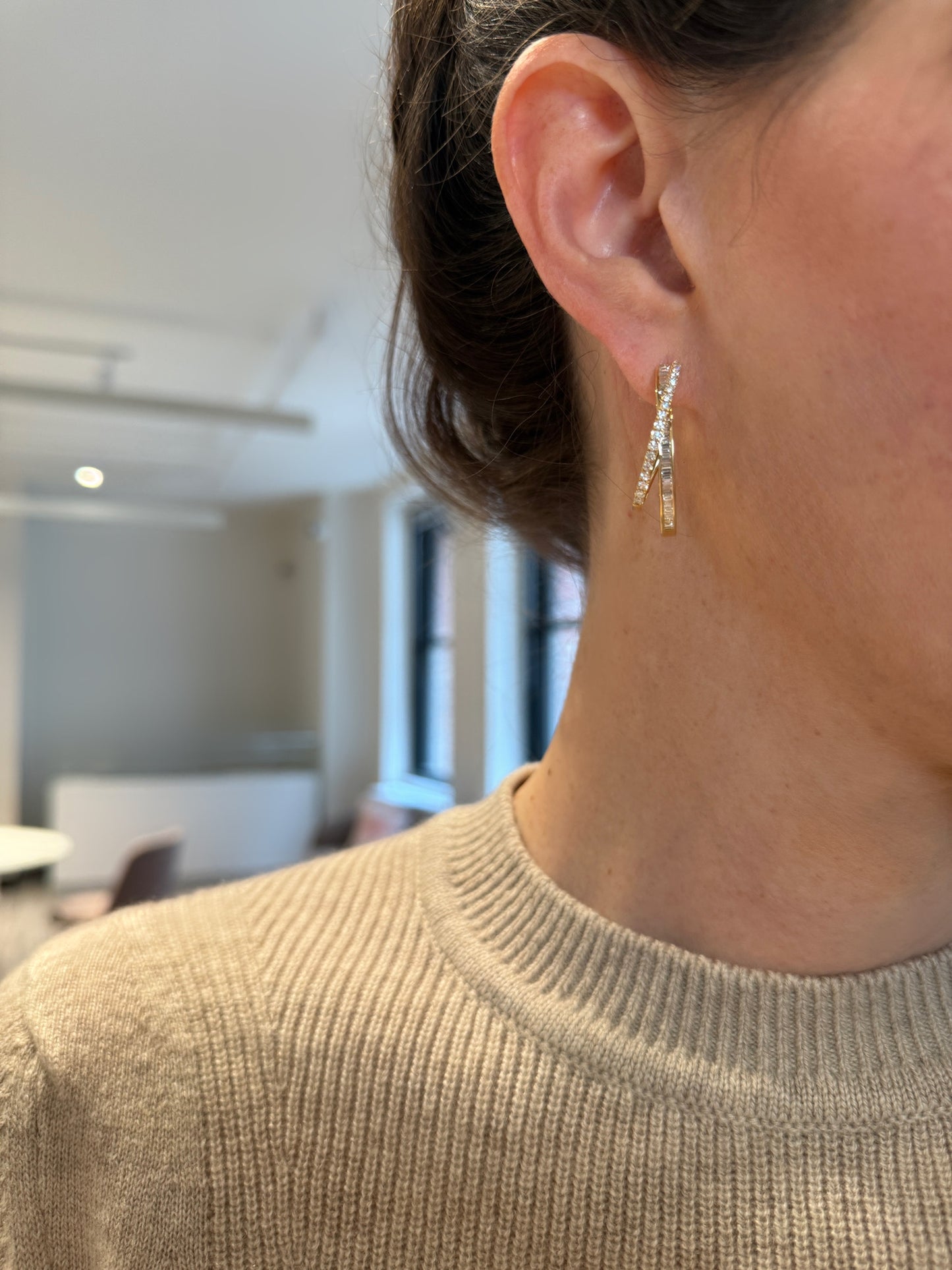 Diamond Criss Cross Hoop Earrings