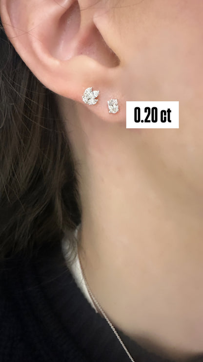 Oval Shape Diamond Flat Back Stud Earring