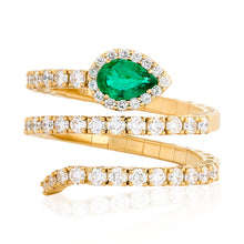 Load image into Gallery viewer, Emerald and Diamond Flex Snake Ring