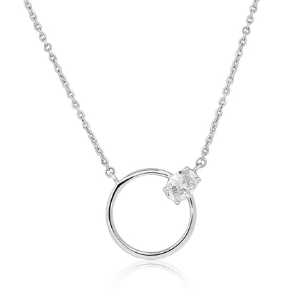 Open Circle Oval Diamond Pendant