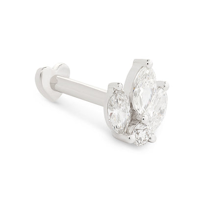Diamond Leaf Flat Back Stud Earring