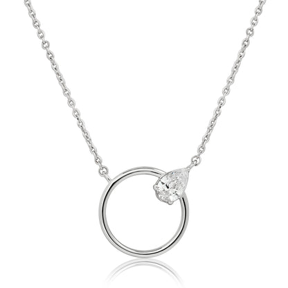 Open Circle Pear Diamond Pendant