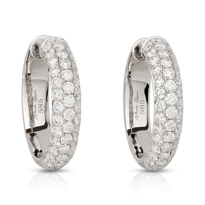 Half Way Pave Diamond Hoop Earrings