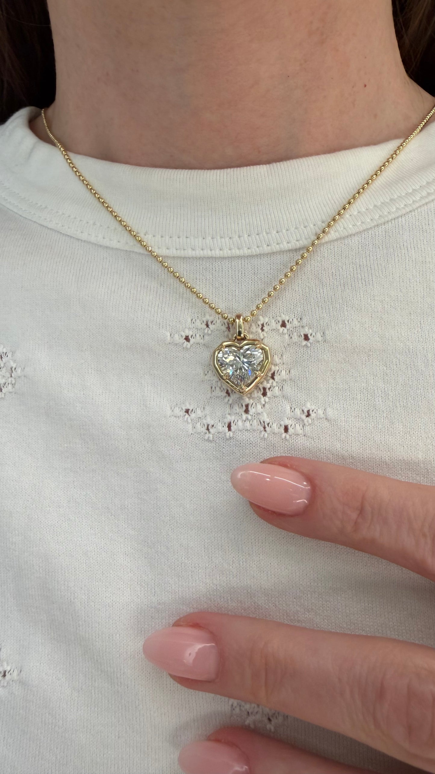 Lab Diamond Heart Button Back Pendant