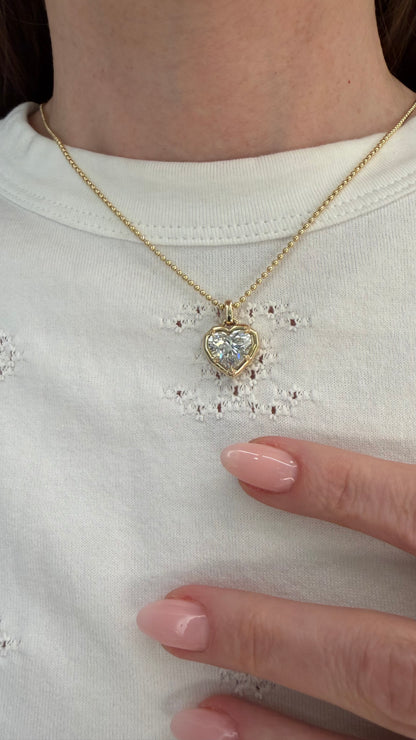 Lab Diamond Heart Button Back Pendant