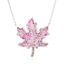 Load image into Gallery viewer, Pink Sapphire and Champagne Diamond Maple Leaf Pendant - Three