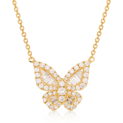 Diamond Romantic Butterfly Pendant in Size 4