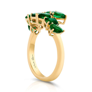 Mixed Cut Green Cross Over Emerald Ring