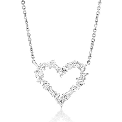 Small Mixed Cut Diamond Heart Pendant