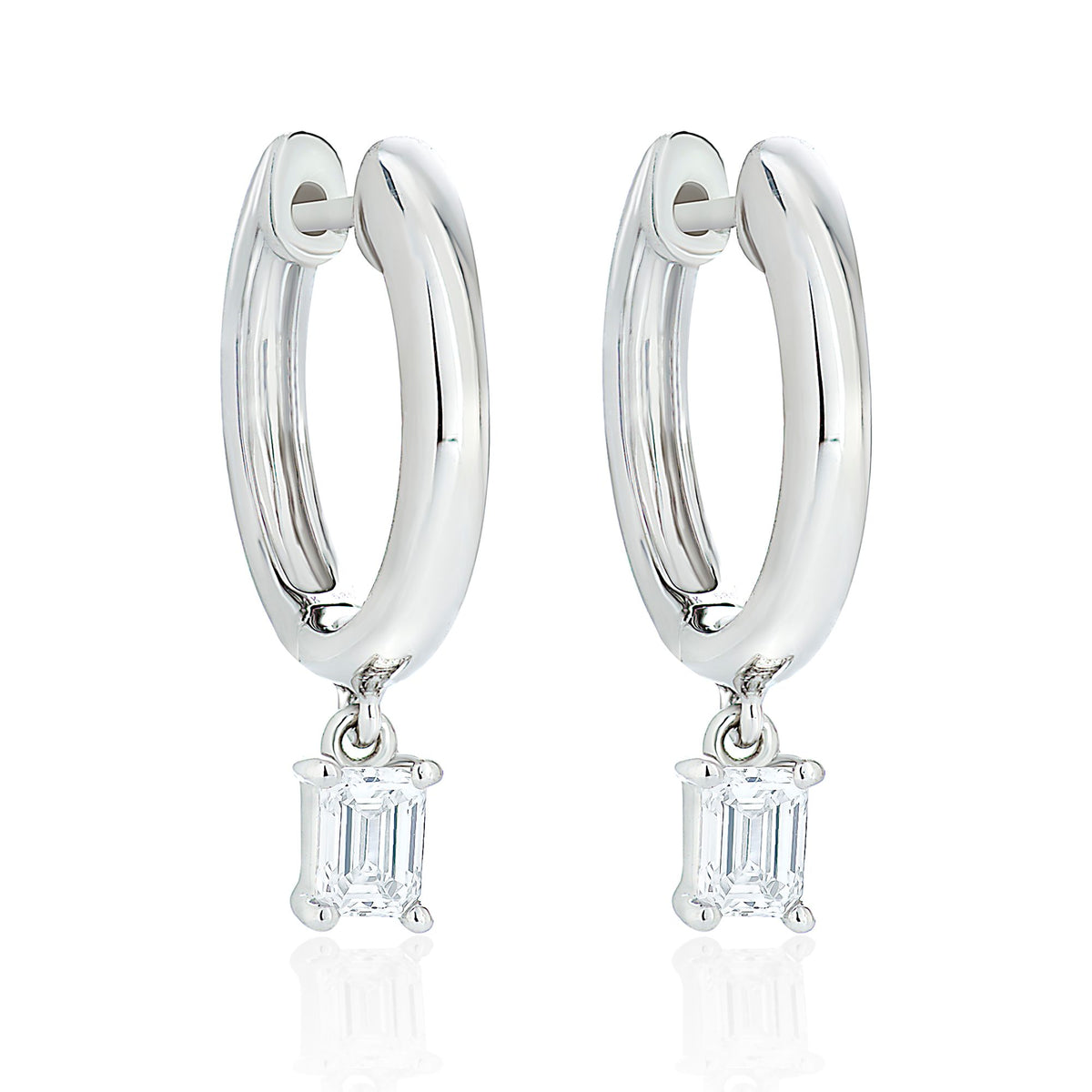 Emerald Cut Diamond Dangle Earrings