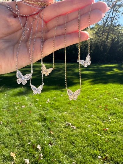 Romantic Diamond Butterfly Pendant In Size 3