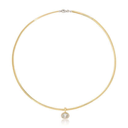 Three Carat East West Lab Oval Bezel Set Diamond On Omega Chain