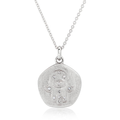Diamond Hamsa Disc Pendant