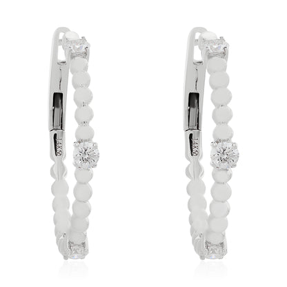 Beaded Diamond Hoop Earrings