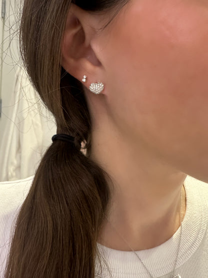 Puffy Diamond Heart Stud Earrings