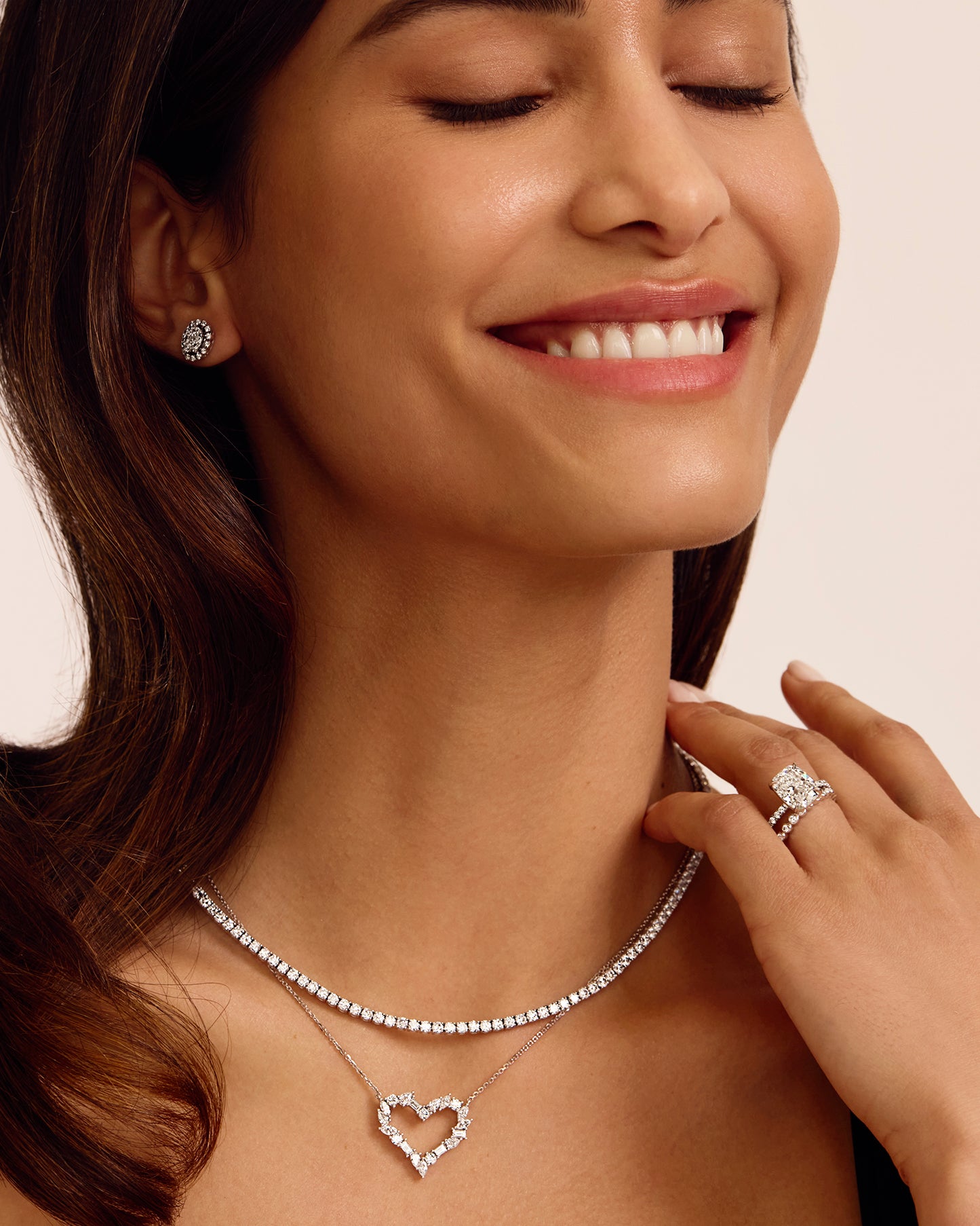 Large Mixed Cut Diamond Heart Pendant