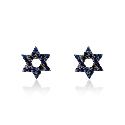 Mini Sapphire Star of David Stud Earrings