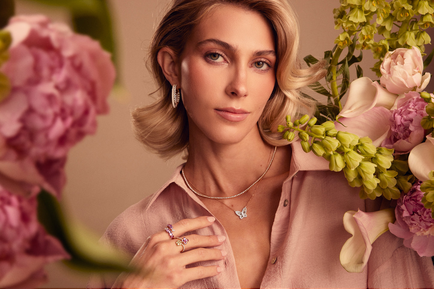 Large Two Tone Diamond Butterfly Pendant