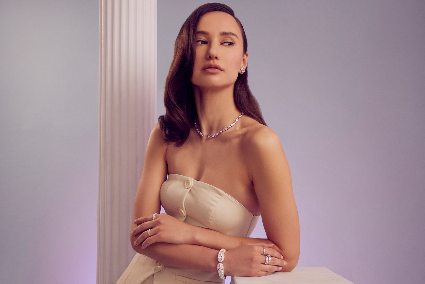 Pink Sapphire Petal Diamond Earrings