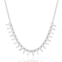 Load image into Gallery viewer, Petite Round and Baguette Diamond Spike Necklace - White
