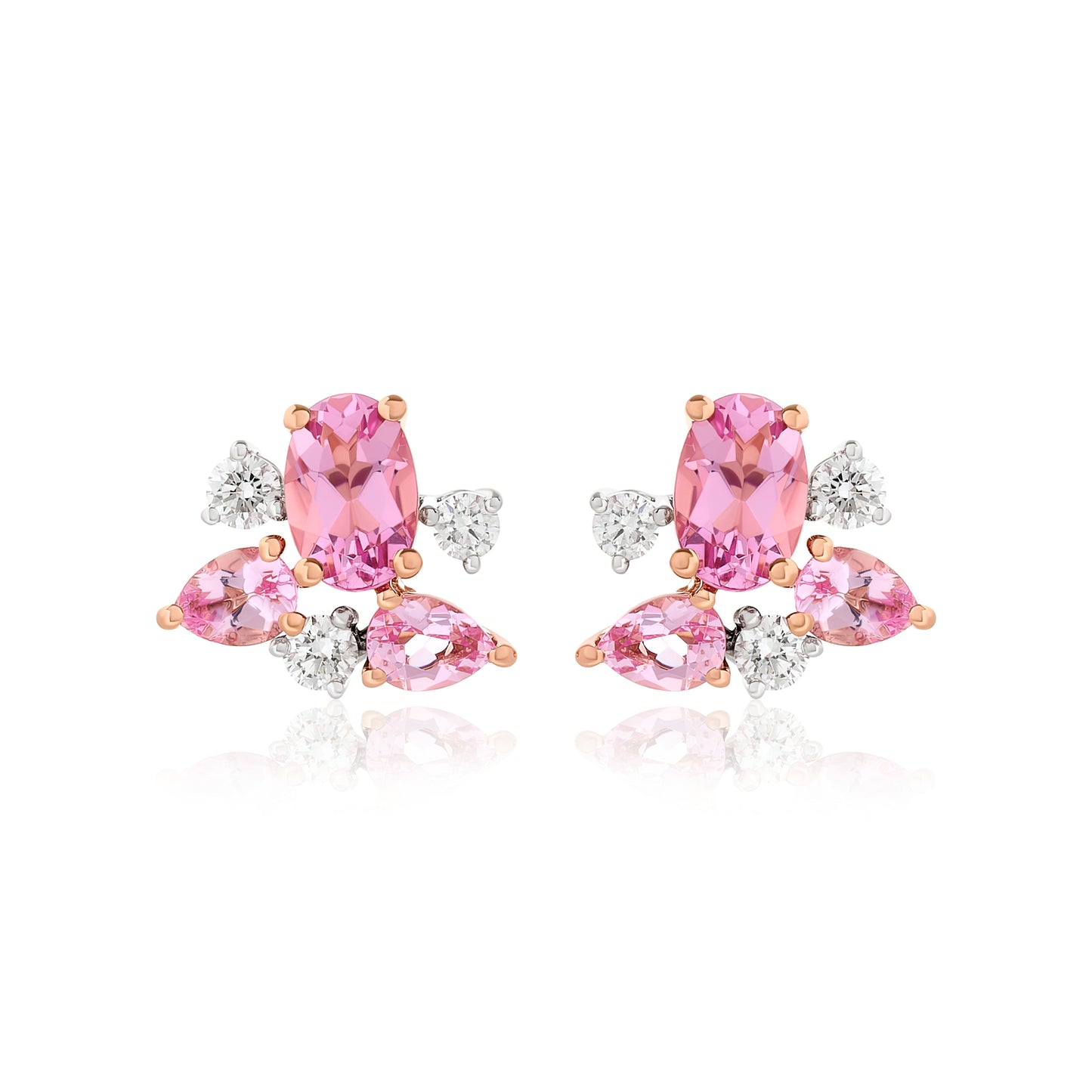 Morganite and Diamond Cluster Earrings