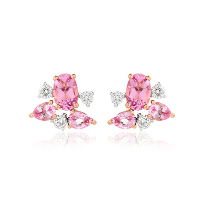 Morganite and Diamond Cluster Earrings