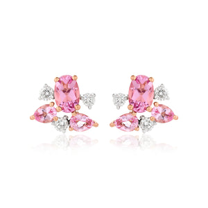 Morganite and Diamond Cluster Earrings