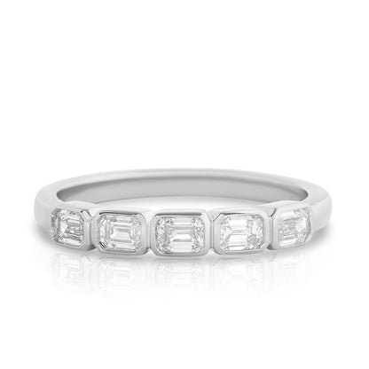 Half Way Bezel Set Emerald Cut Diamond Band