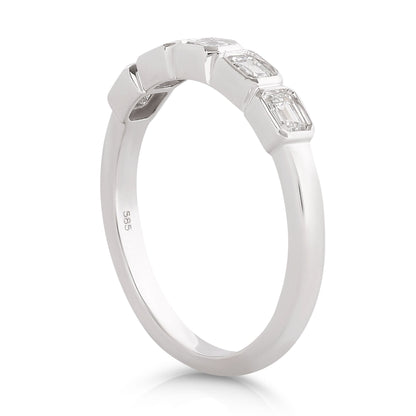 Half Way Bezel Set Emerald Cut Diamond Band