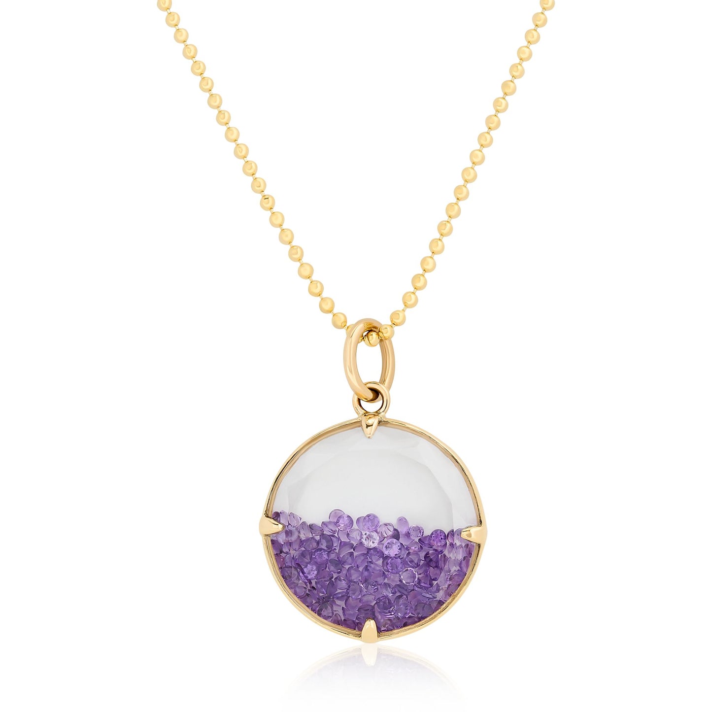 Sapphire Crystal and Amethyst Shaker Pendant