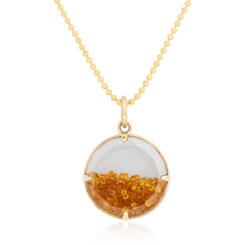 Sapphire Crystal Case and Citrine Shaker Pendant